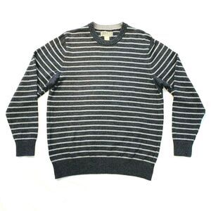Duluth Trading Pullover‎ Sweater Cotton Nylon Crew Neck Striped Gray Heavy S EUC